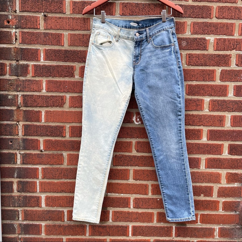 Old Navy Two-Tone Skinny Jeans - Blue and Cream